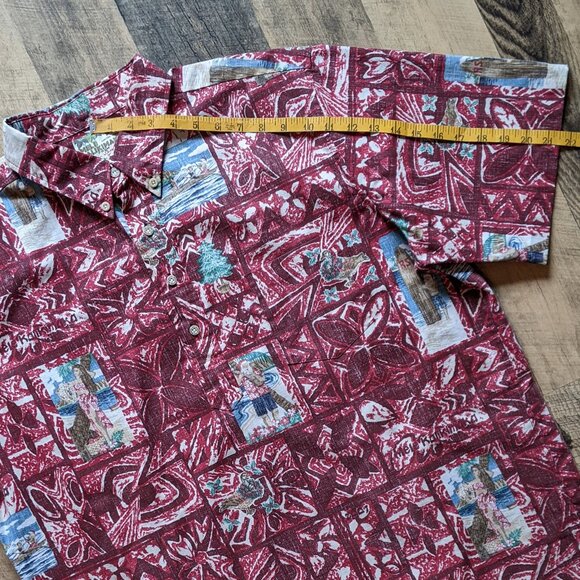 Reyn Spooner Kloth Christmas Santa Popover Shirt Red - Picture 5 of 6